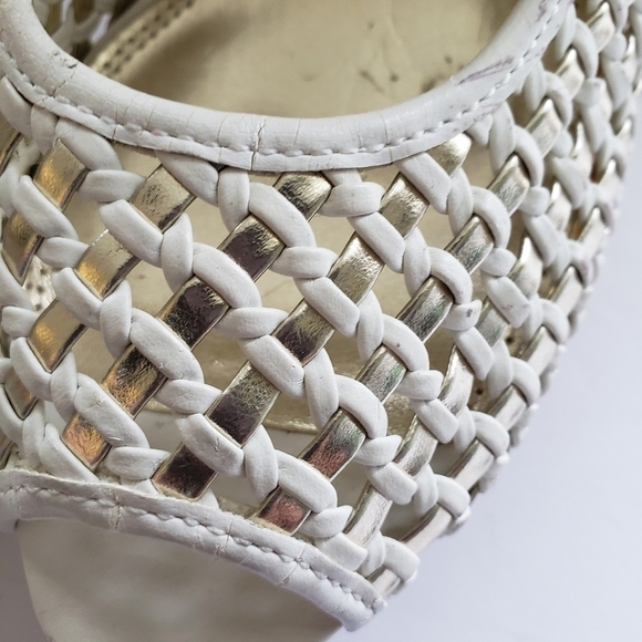 Bebe Nina White Weave Peeptoe Platform Heels Sz 10 - Picture 9 of 10